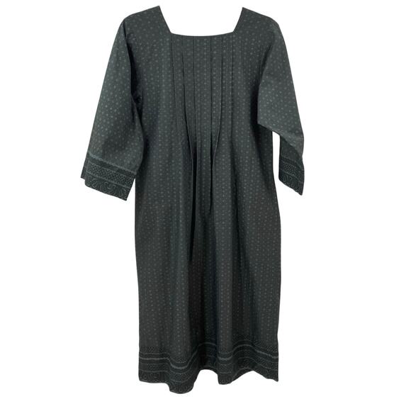 Marimekko 8 Mila Dress Muija Print Vintage 1970s Charcoal Gray Midi Scandinavian - Picture 10 of 11